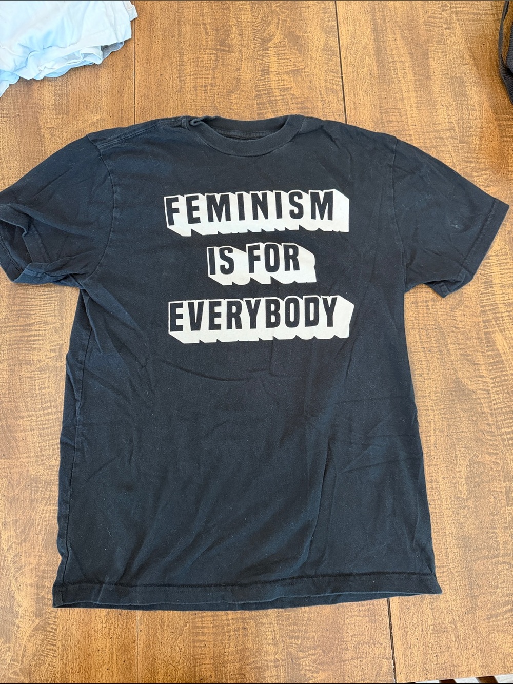 Mighty Fine Black Graphic Tee with White 'Feminism Is For Everybody' Print